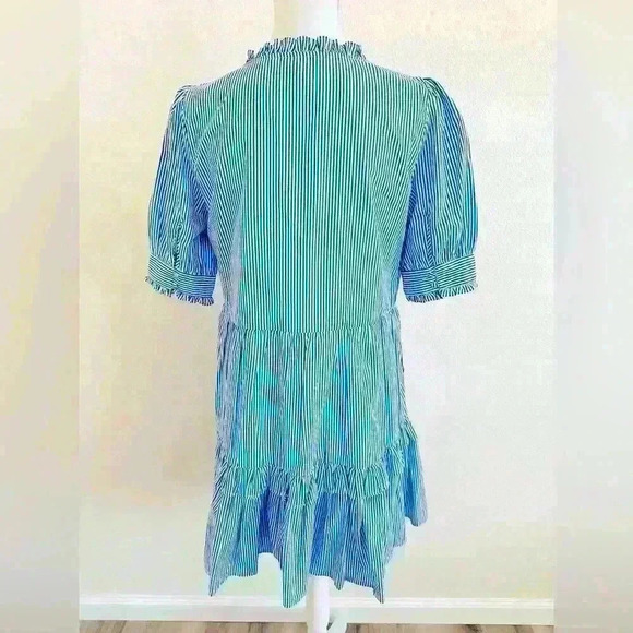 J. Crew Stripe Ruffleneck Tiered Popover Dress Size Medium Petite - Picture 5 of 15